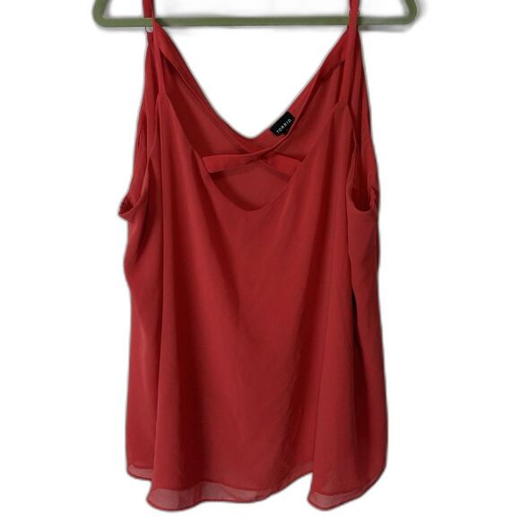 Torrid Layered Criss Cross Tank Size 5 Pink Coral Chiffon Flowy Plus Size - Picture 2 of 7
